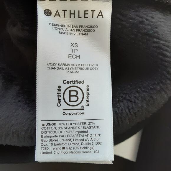 Athleta Cozy Karma Twist Neck Sweatshirt Black Womens XS Thumb Holes Athleisure - Picture 8 of 13